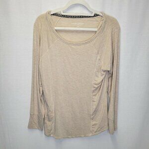 Soft Surroundings Women's Small Shirt Top Zipper Pockets Tan